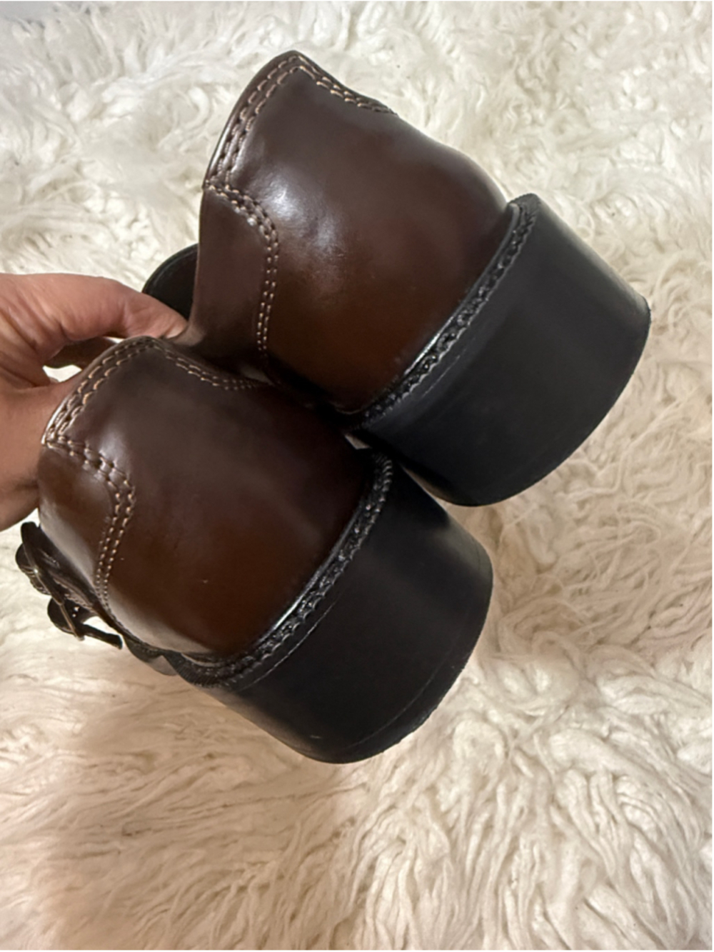 ME+EM double buckle strap dark brown leather size women’s 10 - Picture 7 of 11